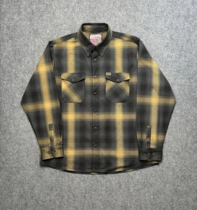 Dixxon Flannel Shirt Mens 2XL XXL Black Yellow Long Sleeve Button Snap Adult - Picture 1 of 8