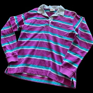 Rm Williams Rugby Polo Shirt Womens Size 10 Pink White Striped Long Sleeve - Picture 1 of 6