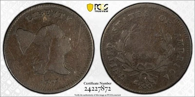 1797 P Liberty Cap Half Cents, Head Facing Right PCGS F-12 BN 1 above 1 - Image 1 of 4