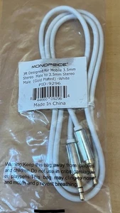 3 ft Long 3.5 mm STEREO Audio Extension CABLE WHITE Male Jack IPod MP3 EL11 - Picture 1 of 2