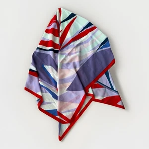 Galeries Lafayette Scarf Vibrant Botanical Abstract Print Size 51" x 51" French - Picture 1 of 3