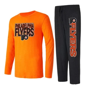 Men's Concepts Sport Black/Orange Philadelphia Flyers Meter Long Sleeve Top & - Picture 1 of 1