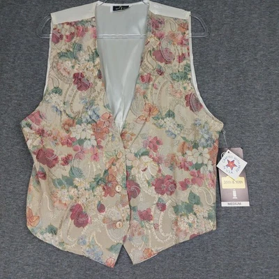 35th & 10th WOMENS VINTAGE DEAD STOCK FLORAL COTTAGECORE BUTTON FRONT VEST M NWT - Image 1 of 4
