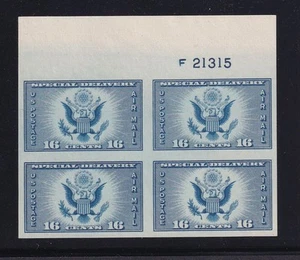 1935 Special Delivery Air Mail Sc 771 FARLEY NGAI block with plate number (QP - Picture 1 of 1