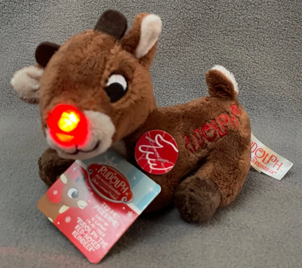 Dan Dee Sings Musical Rudolph The Red Nosed Reindeer Plush Lights up Lovey 5"