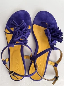 BODEN Women’s Shoes Fringe Sandals Purple Gold Festival Boho Hippie Tribal 6 - Picture 1 of 7