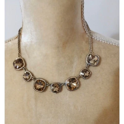 Collar Monet Champagne Cristal Corte Cojín Tono Dorado Cadena Vintage Glamour Foto 1 de 4