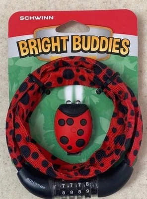 Schwinn Bright Buddies Bike Cable Lock & Led Light Set - Ladybug - Image 1 of 2