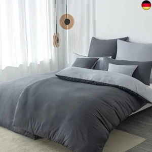 Nesture Bettwäsche 135x200 4teilig Anthrazit/Grau Bettwäsche Sets Microfaser W - Bild 1 von 7