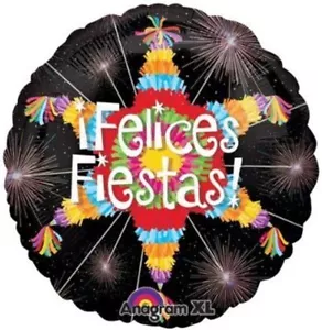 Anagram 18" Felices Fiestas Foil Balloon, Multicolor - Picture 1 of 1