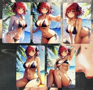 Sexy Nakano Nino Card (Double-Sided) Goddess Story Anime Waifu Doujin 5 Pcs/Set