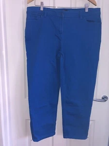 Ladies 16 stretch DAVID LAWRENCE Blue Long Shorts Capri Crop 1/2 Pants NEW Jeans - Picture 1 of 5