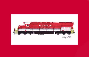 RJ Corman SD40T-2 #8569 rosso e grigio 11"x17" stampa opaca firmata Andy Fletcher - Foto 1 di 1