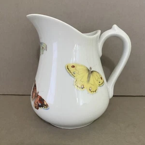 Brocca o brocca bianca L. Bernardaud & Co. Limoges France 5 1/2" con 6 farfalle - Foto 1 di 14
