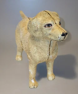 Antique/Vintage Cast Iron Dog Golden Yellow Labrador Retriever Still Bank 8" - Picture 1 of 7