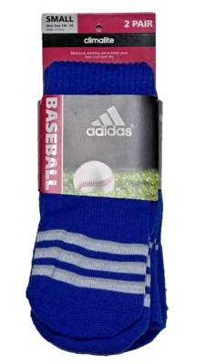 阿迪达斯,Climalite-Rivalry 纯皇家蓝色 OTC 棒球袜,2 件装 13C-4Y 码 — 第 1/4 张图片