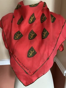 Echo Lion Rampant Silk Scarf Bright Red Square Vintage 26.5”x26.5” - Picture 1 of 6