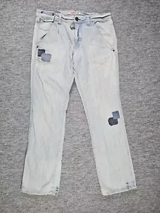 GUESS PRINCE Herren Jeans 32 Hellblau Patched Distressed Straight Leg Zip Fly - Bild 1 von 13