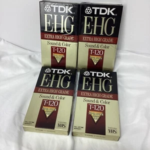 TDK EHG T-120 VHS Tapes 4 New Old Stock Sealed Blank VHS Super Avilyn - Picture 1 of 11