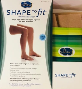 Shape to Fit 20-30 or 30-40 mmHg Medical Surgical Compression Thigh High -UNISEX - Picture 1 of 3