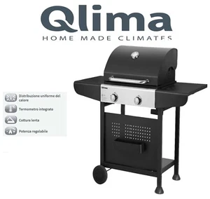 BARBECUE A GAS PORTATILE QLIMA OKG 102 2 FUOCHI ACCENSIONE SPARK E TERMOMETRO - Imagen 1 de 2