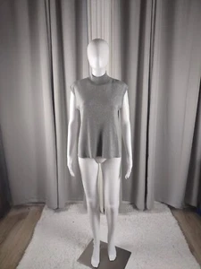 Coldwater Creek Silver Glitter Silk Blend Sparkle Mock Turtleneck Blouse Size L - Picture 1 of 11