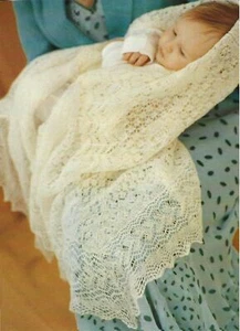 Baby Shetland cobweb shawl traditional heirloom copy knitting pattern - Picture 1 of 3