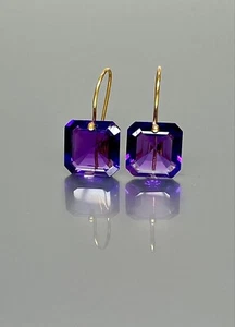 Amethyst Square Earring Quartz Gemstone gemstone 925 sterling Silver Jewelry - Picture 1 of 4