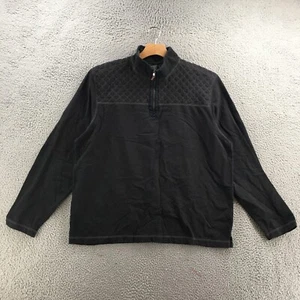 GH Bass Co Quilted Quarter Zip Pullover Sweatshirt Mens XXL Black Long Sleeve - Picture 1 of 13