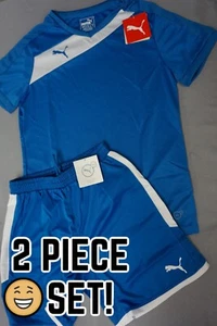 2pc SET! PUMA Womens XS Jersey + Matching Shorts ROYAL BLUE Soccer Sports Gym#84 - Picture 1 of 9