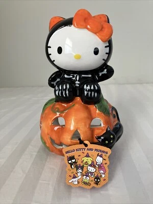 Sanrio Hello Kitty Jack O Lantern Halloween Ceramic Tea Light Candle Holder NEW - Image 1 of 4