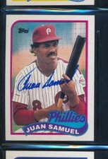 1989 Topps #575 Juan Samuel Philadelphia Phillies Signed Autograph (CK100) swsw6