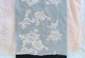 Vintage Exquisite Shell Pink Embroidered Swiss Cotton Silk voile 50cm x 136cm - Picture 1 of 11