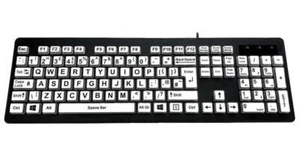 Clavier USB À Fil Haute Contraste Rainbow 2, Noir / Blanc - KYB-RAINBOW2-BLK - Picture 1 of 3