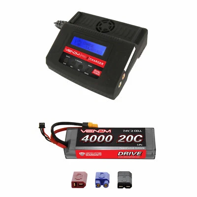Venom 20C 2S 4000mAh 7.4V LiPo Battery with Pro 2 Charger Combo - Image 1 of 4