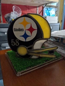 VINTAGE RARE Pittsburgh Steelers JACK LAMBERT Stained Glass Helmet Light SWEET - Picture 1 of 5