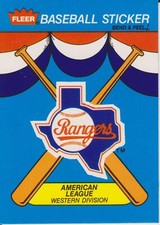 1989 Fleer Texas Rangers #NNO Team Logo Sticker Card Baseball