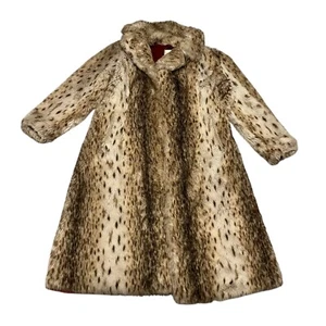 Vintage Tissavel Womens Brown/Tan/White Faux Fur Overcoat- See Measurements - Picture 1 of 15
