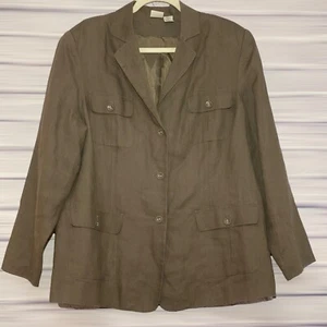Merona Plus Size 16W - 100% Linen - 4 Front Pockets Lined Women's Blazer - Picture 1 of 8
