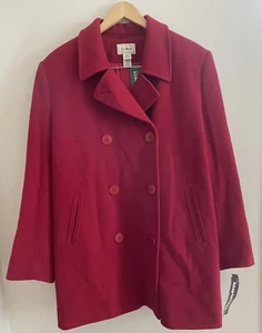 LL BEAN Size 18 Women’s Vintage Red Wool Cashmere Peacoat Thinsulate Insulation - Picture 1 of 12