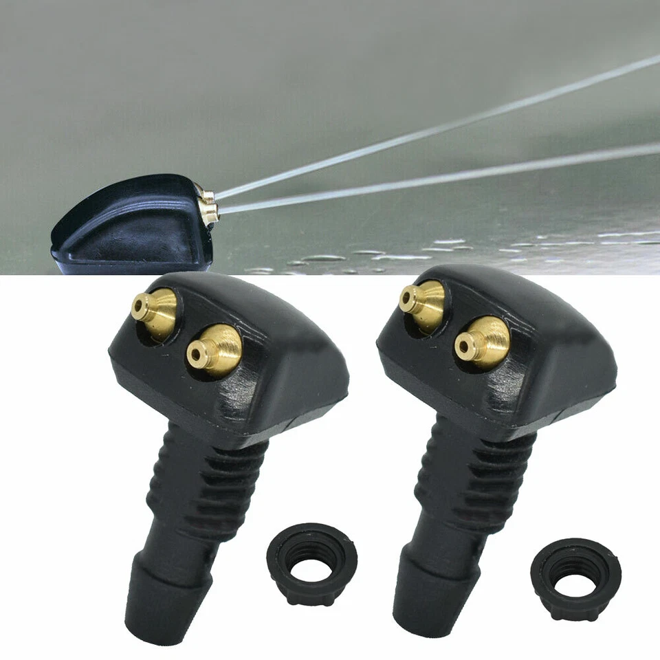 2x Car Adjustable Dual Hole Windshield Washer Nozzles Wiper Water Spray Jet - Image 1 of 4
