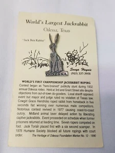 Cappello spilla souvenir Jackrabbit più grande del mondo Odessa Texas - Foto 1 di 2