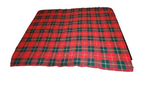 Vtg Red Tartan Plaid Tablecloth or Bed Cover Large Christmas Metallic Thread - Picture 1 of 9