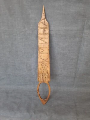 Antique Primitive Wooden Spindle Silk Handmade Hand-engraved Spinning Tool - Image 1 of 4