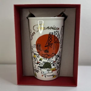 Starbucks San Francisco 2015 vaso de cerámica/taza de viaje 12 OZ con tapa nuevo difícil de encontrar - Imagen 1 de 7