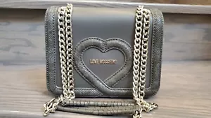 Moschino love Shoulder Crossbody Bag Silver Hardware New With Tags - Picture 1 of 12