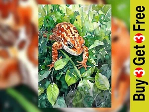 Vibrant Frog Watercolor 5"x7" Print on Matte Paper | Lush Jungle Wildlife Art - Picture 1 of 18