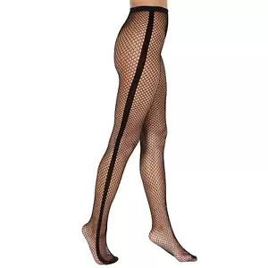 INC International Concepts Ladies Black Side Stripe Net Tights, Size S/M, NWT - Picture 1 of 1