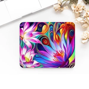 Alfombrilla de ratón de escritorio antideslizante con flores psicodélicas estampadas. Portátil, oficina, iPad,   - Imagen 1 de 2