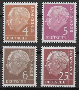 Federal Republic 1954 ** Mi 178, 179, 180, 186 Federal President Theodor Heuss postage stamps 0164 - Picture 1 of 5